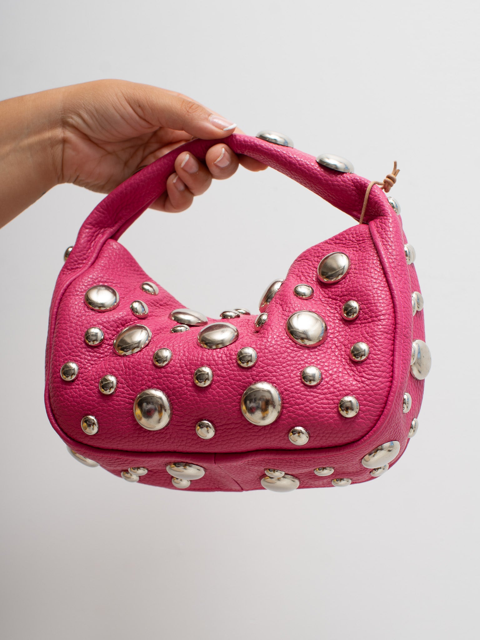 Danielle Bernard - Pink Bubble Stud Croissant Bag