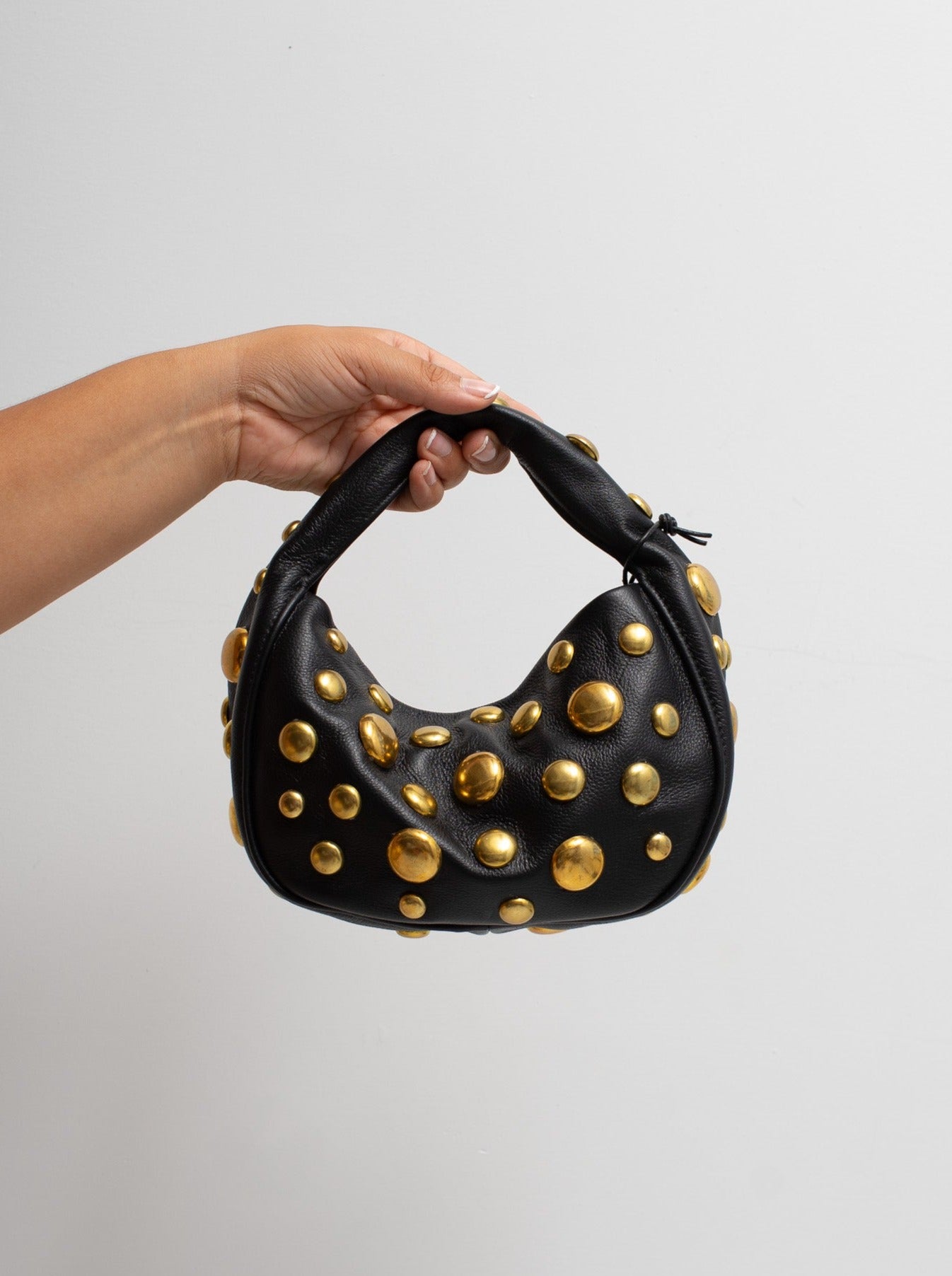 Danielle Bernard - Black Bubble Stud Croissant Bag