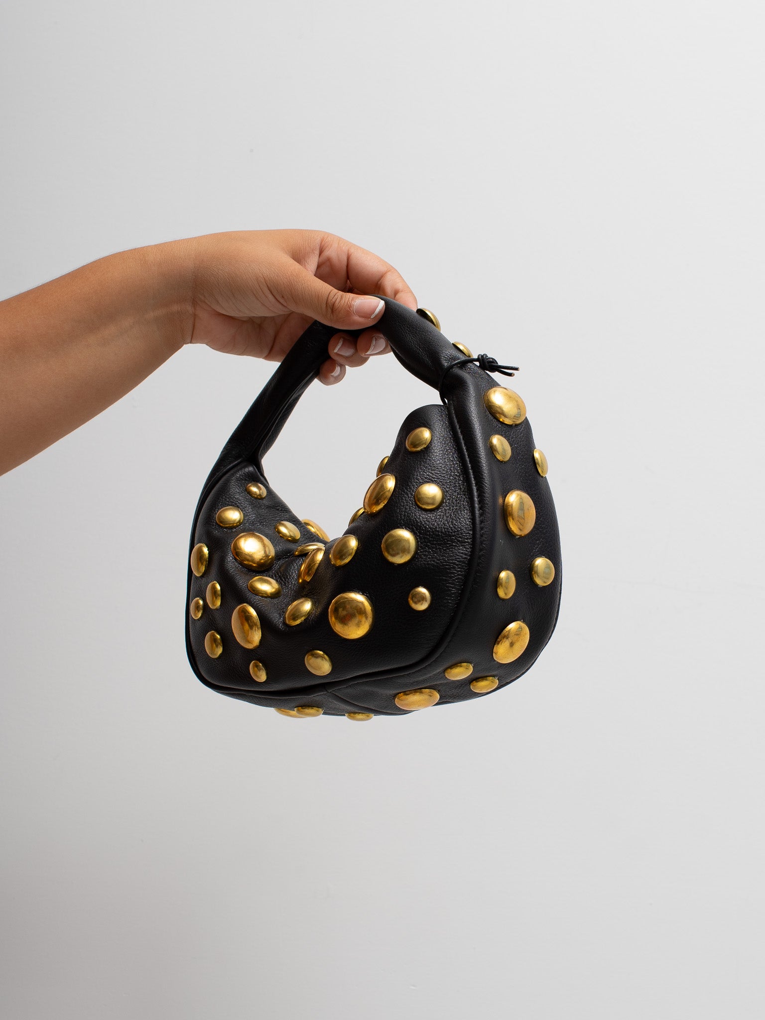 Danielle Bernard - Black Bubble Stud Croissant Bag