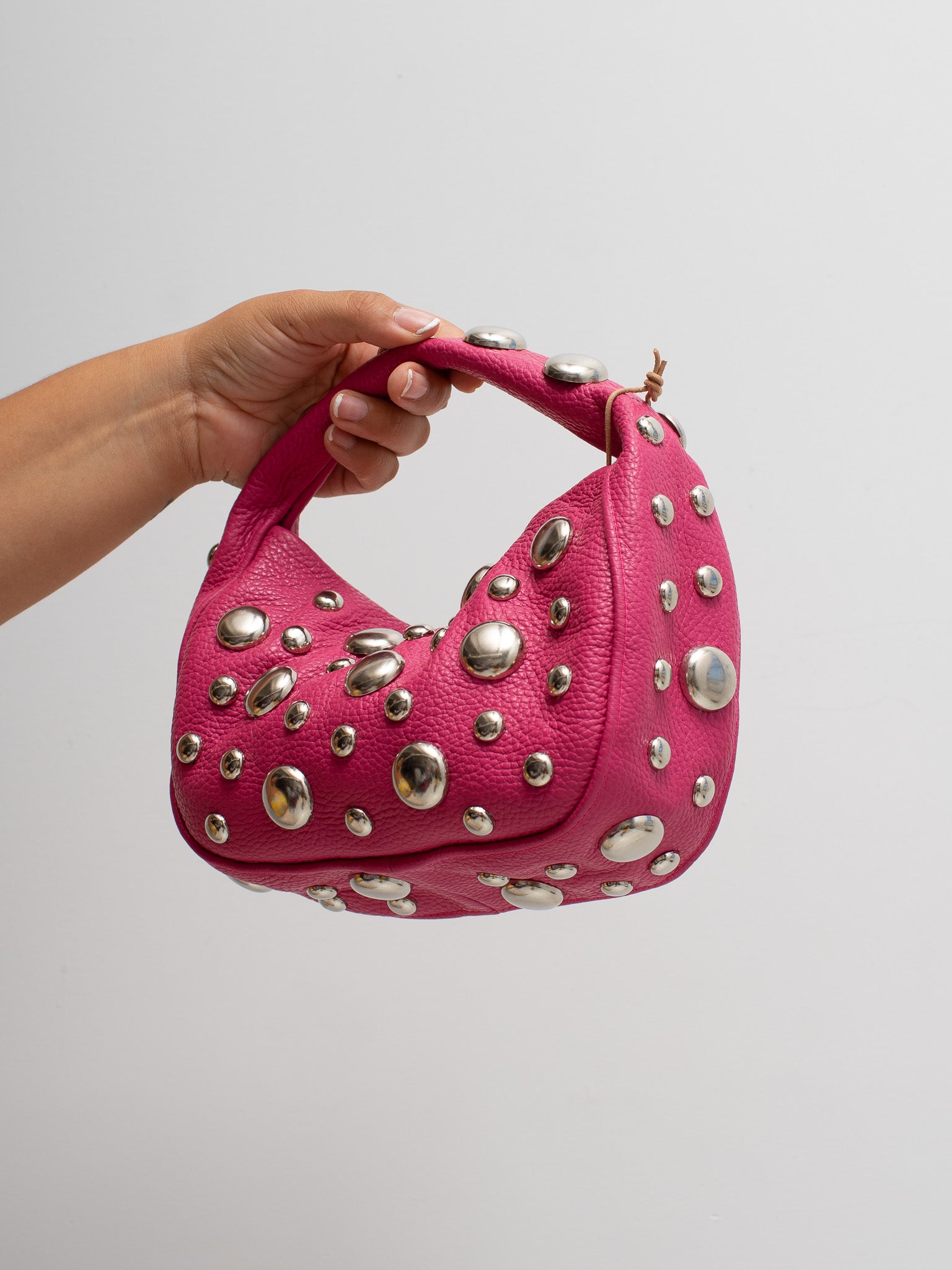 Danielle Bernard - Pink Bubble Stud Croissant Bag