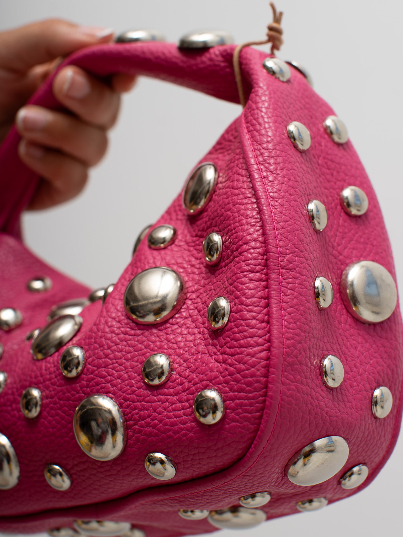 Danielle Bernard - Pink Bubble Stud Croissant Bag