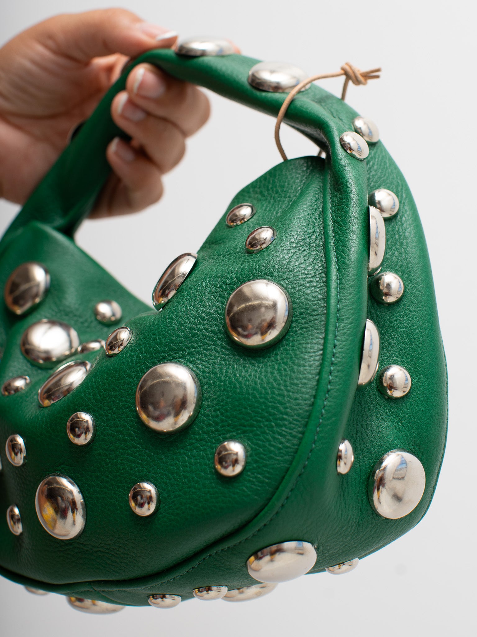 Danielle Bernard - Green Bubble Stud Croissant Bag