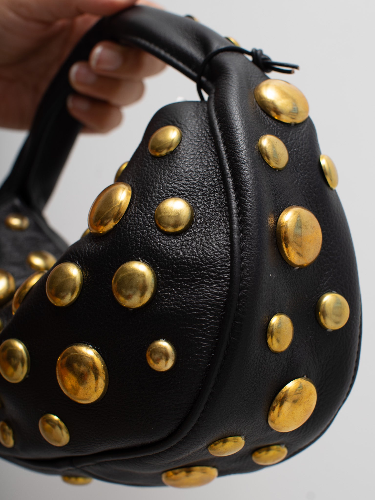 Danielle Bernard - Black Bubble Stud Croissant Bag