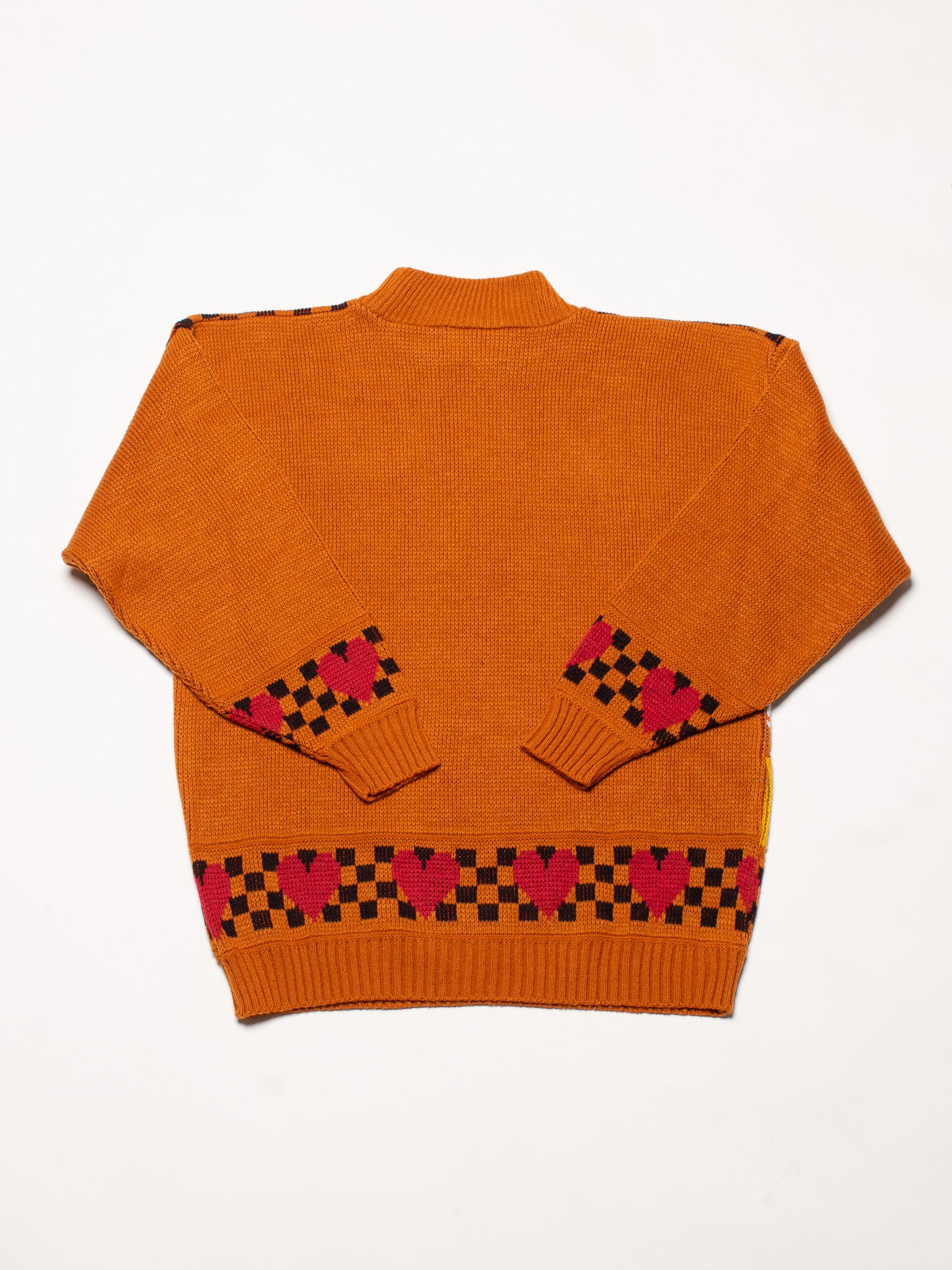 Brown Checkerboard Cow Sweater (L)