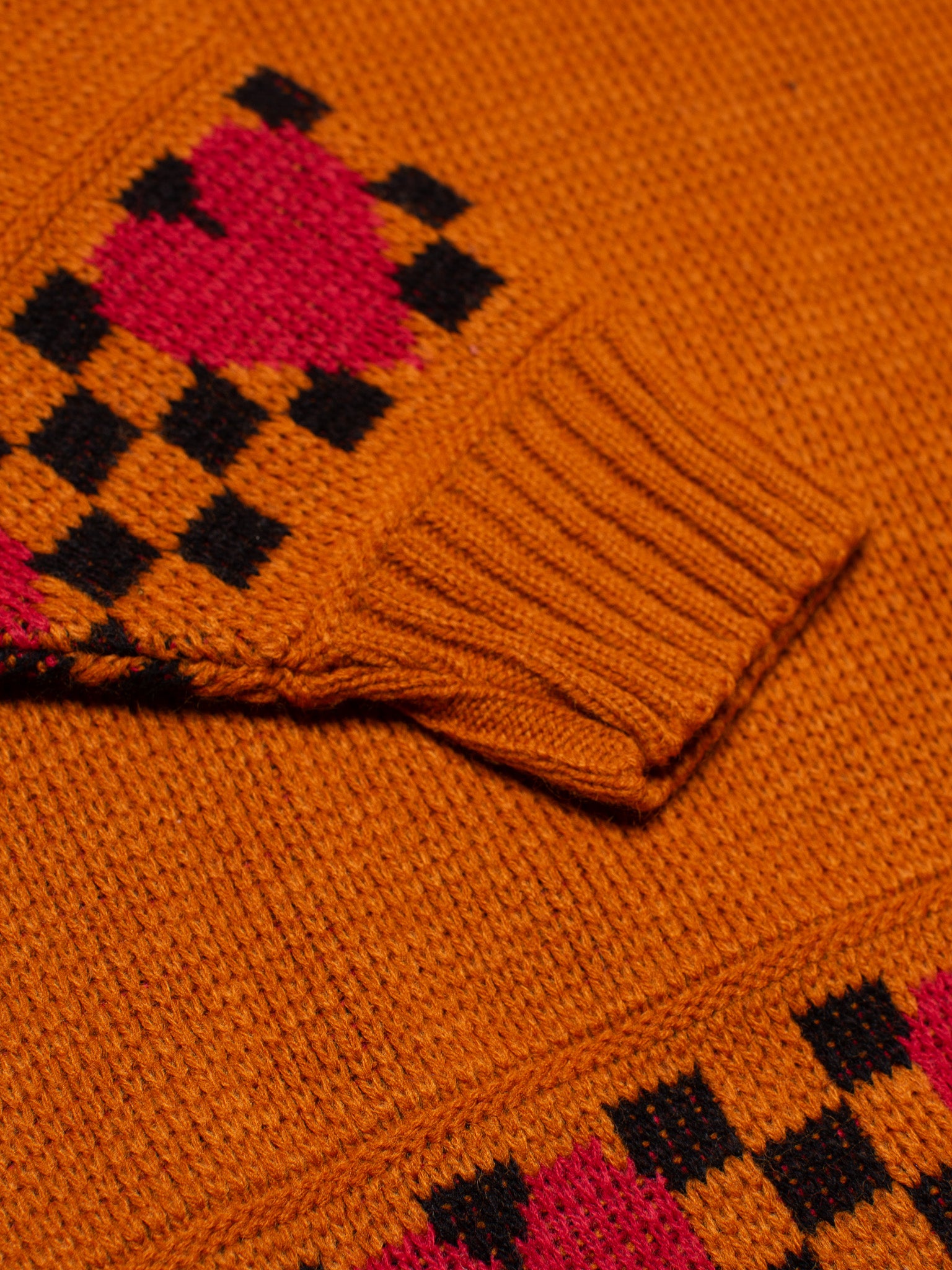 Brown Checkerboard Cow Sweater (L)