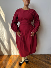 NBNW x BRZ - Blocko Line Cut Out Dress in Maroon (XL-4X)