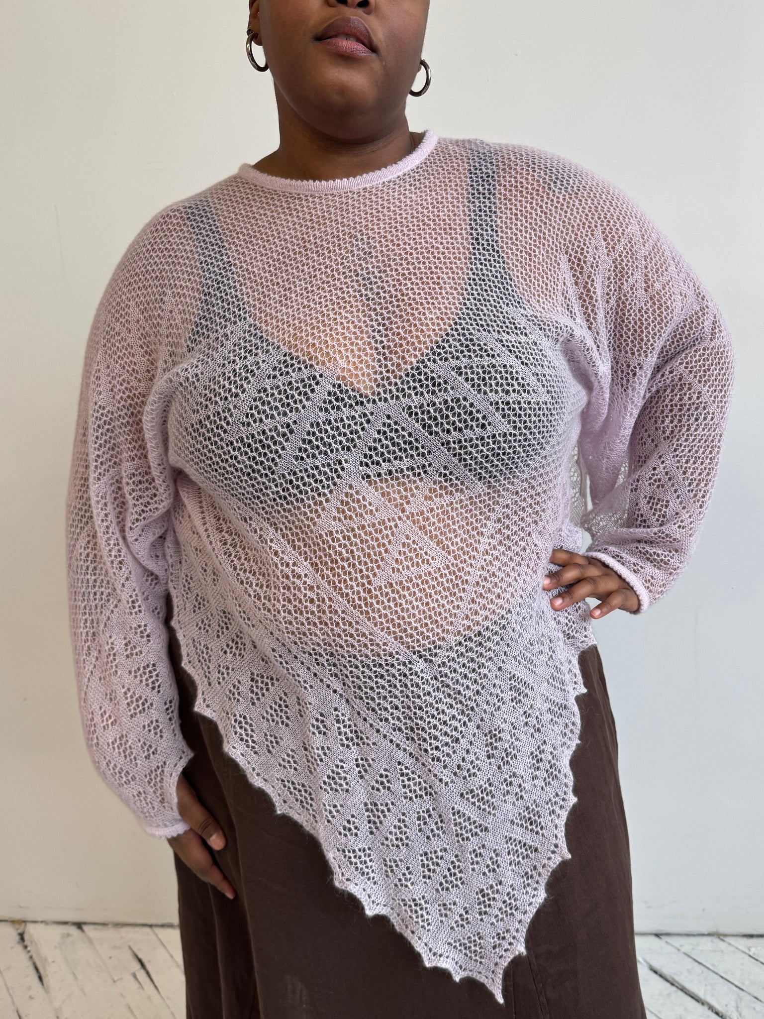 Vintage - Sheer Pink Sweater (1X-3X)