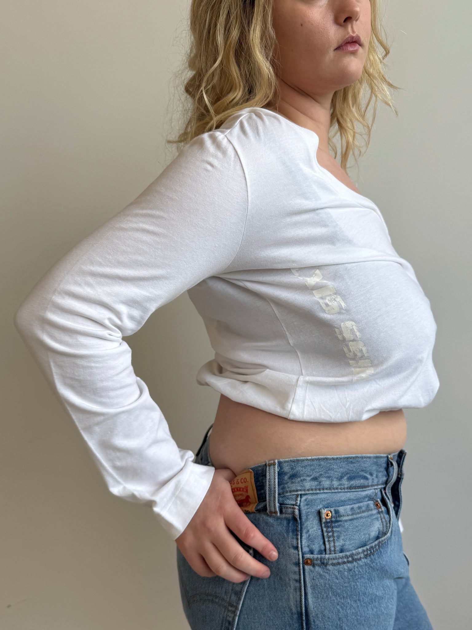 Italian Vintage - Miss Sixty White Off Shoulder Top (XL)