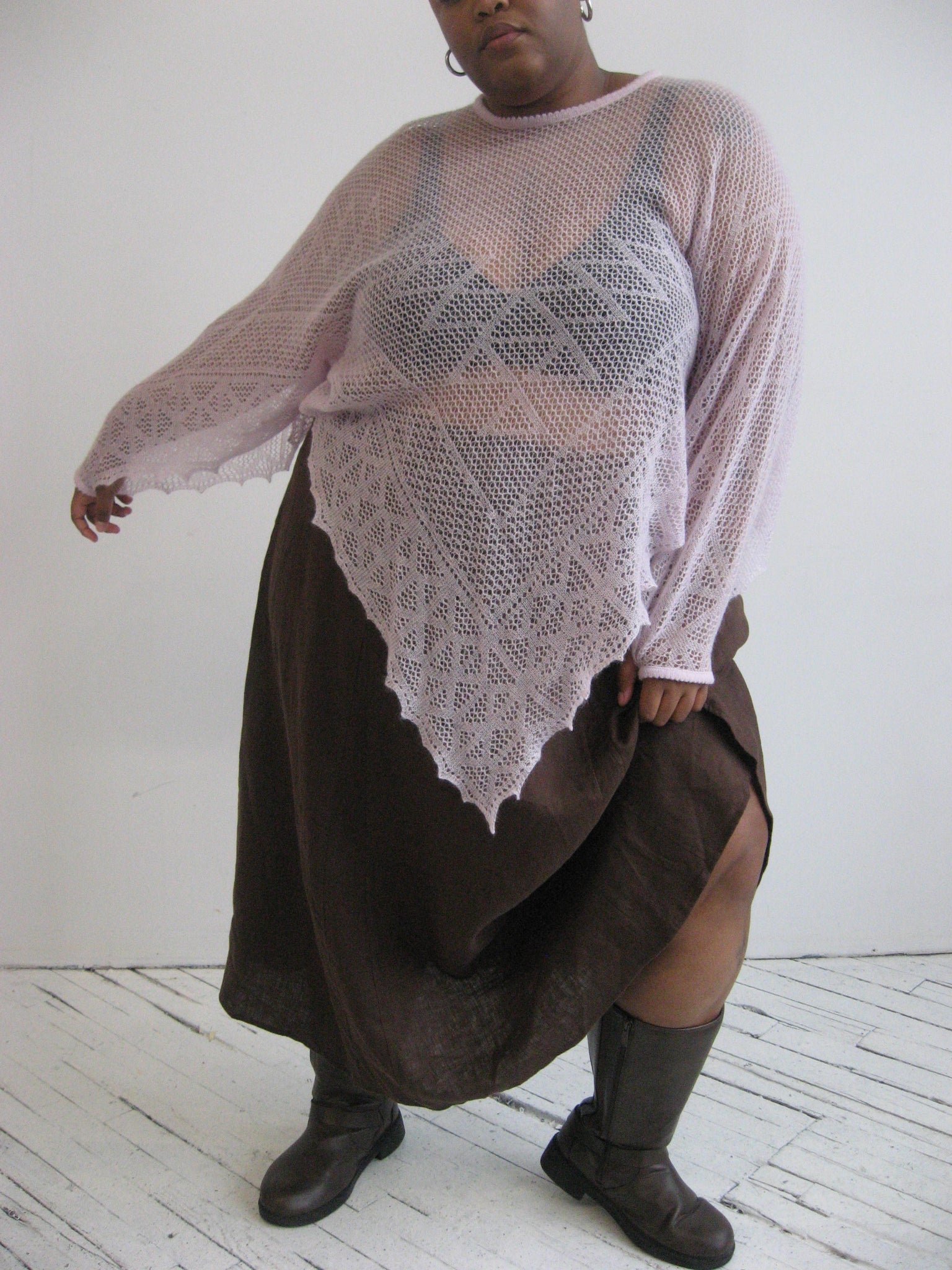 Vintage - Sheer Pink Sweater (1X-3X)