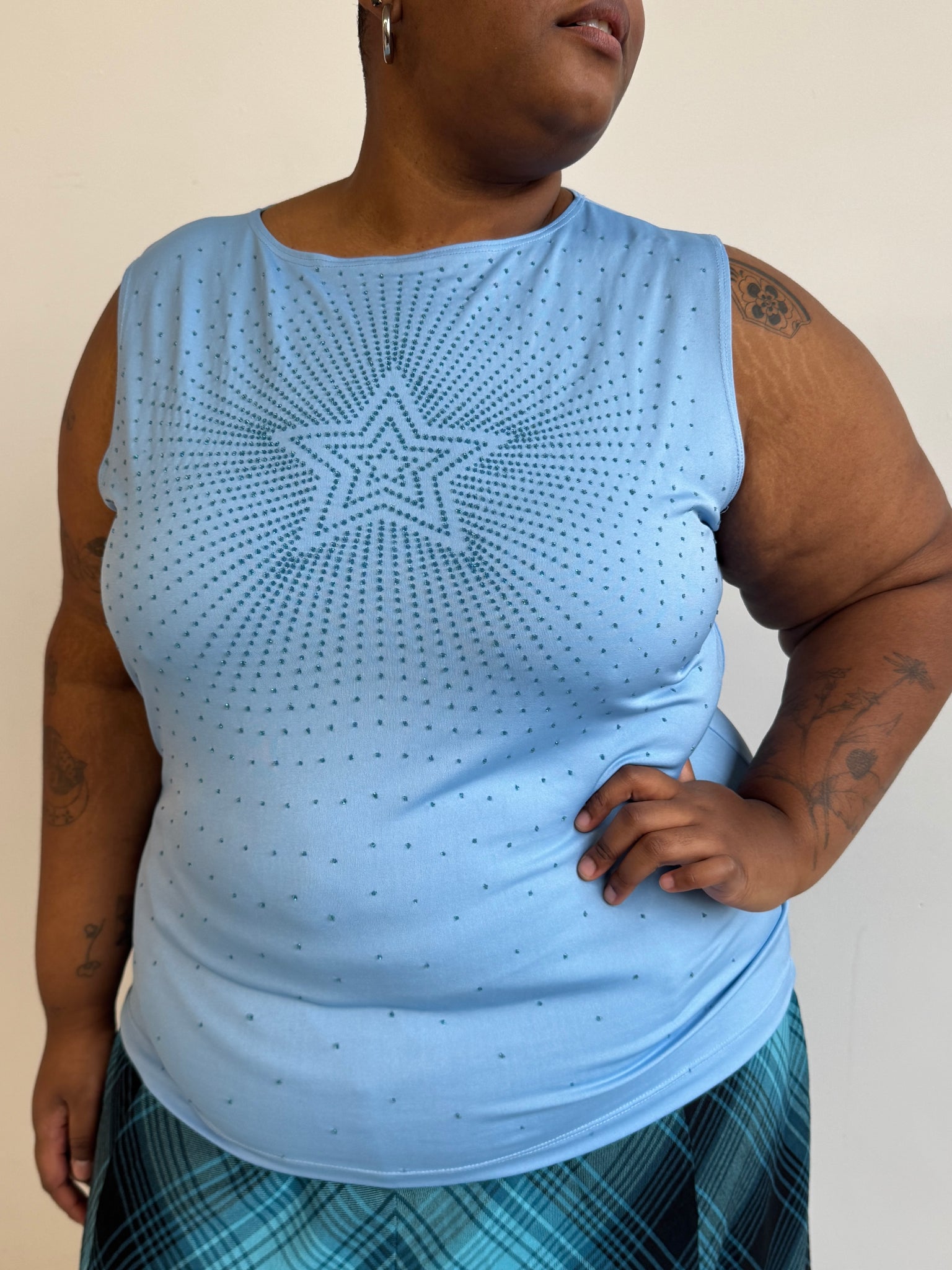 Vintage - Baby Blue Star Tank (2X/3X)