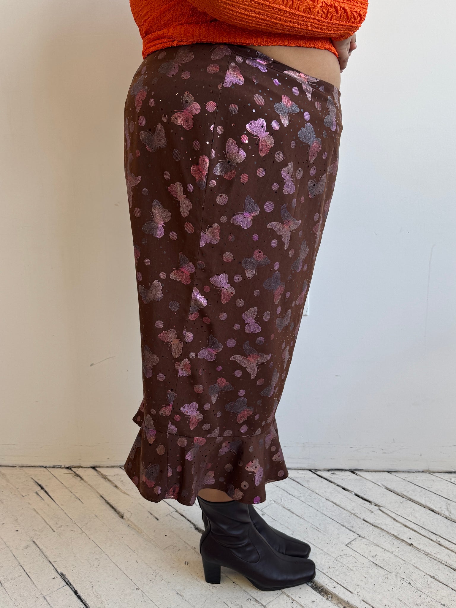 Vintage - Brown Butterfly Skirt (2X)