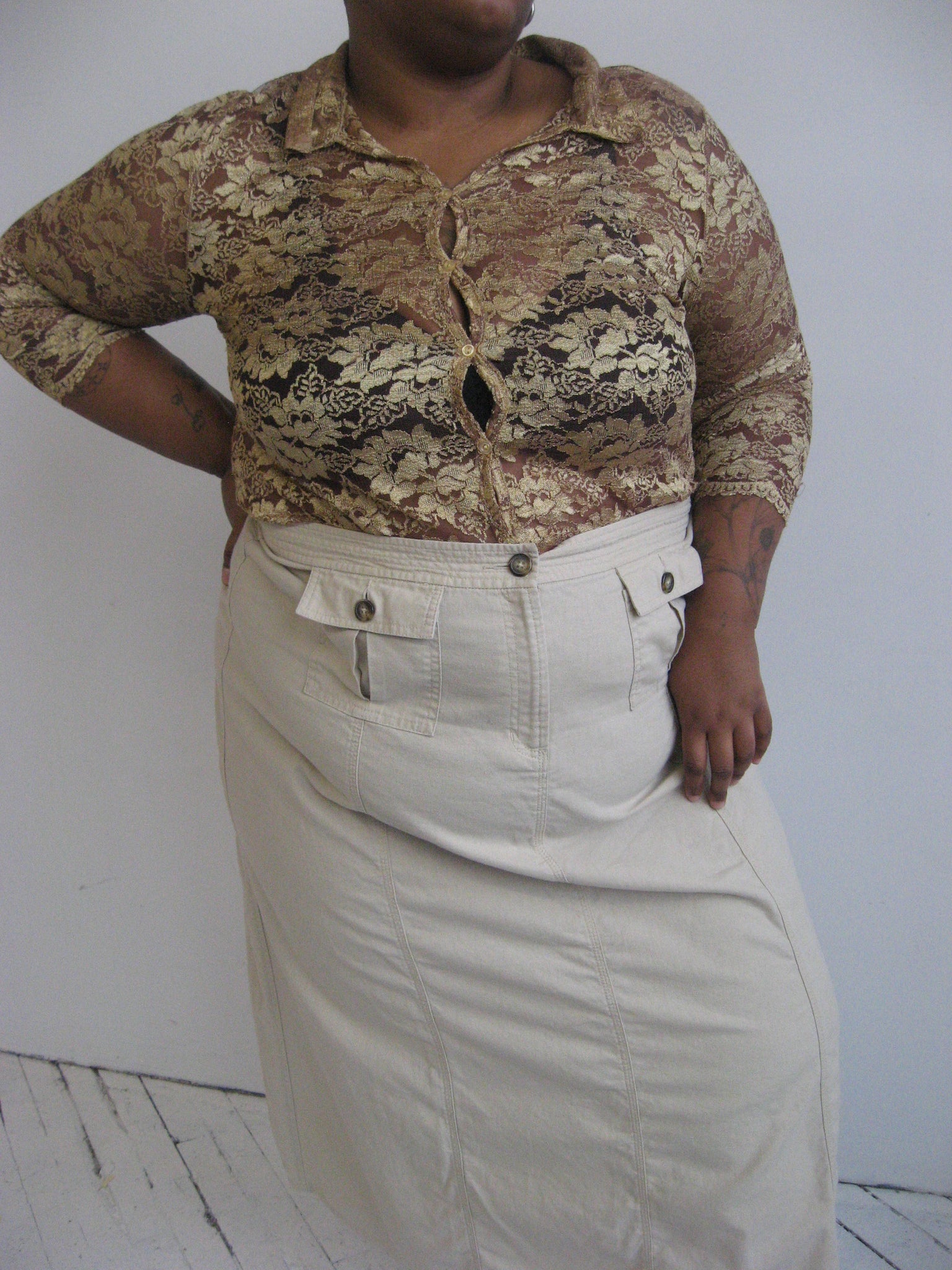 Vintage - Gold Lace Button Down (2X)