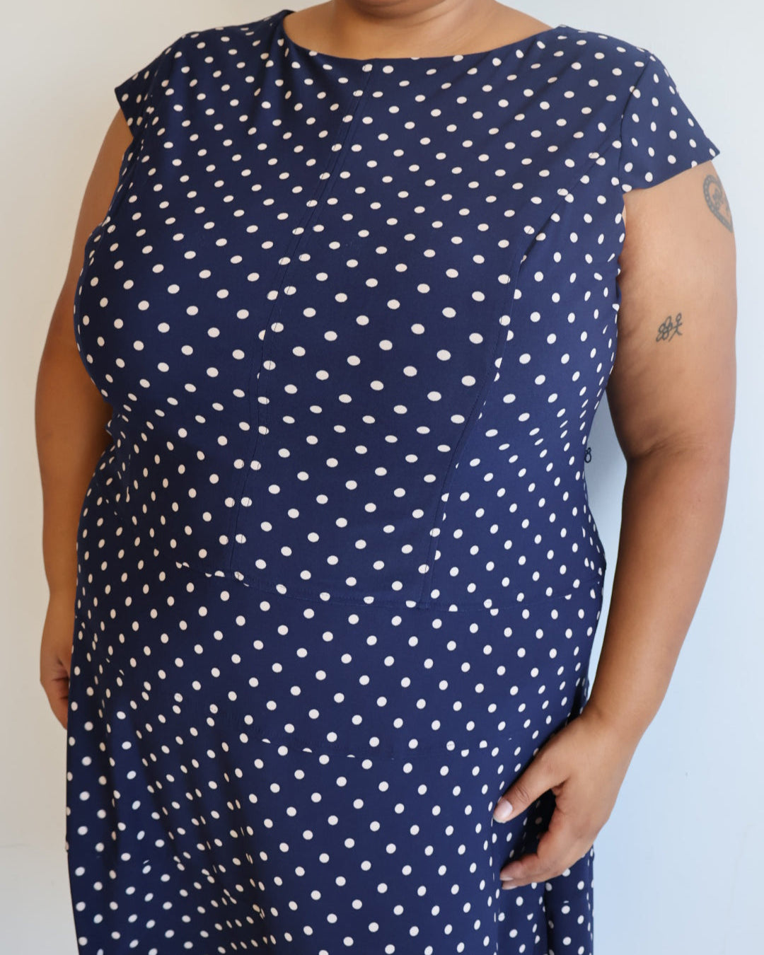 Vintage - Navy Polka Dot Dress (2X)