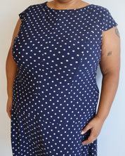 Vintage - Navy Polka Dot Dress (2X)