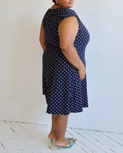 Vintage - Navy Polka Dot Dress (2X)