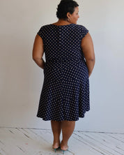 Vintage - Navy Polka Dot Dress (2X)