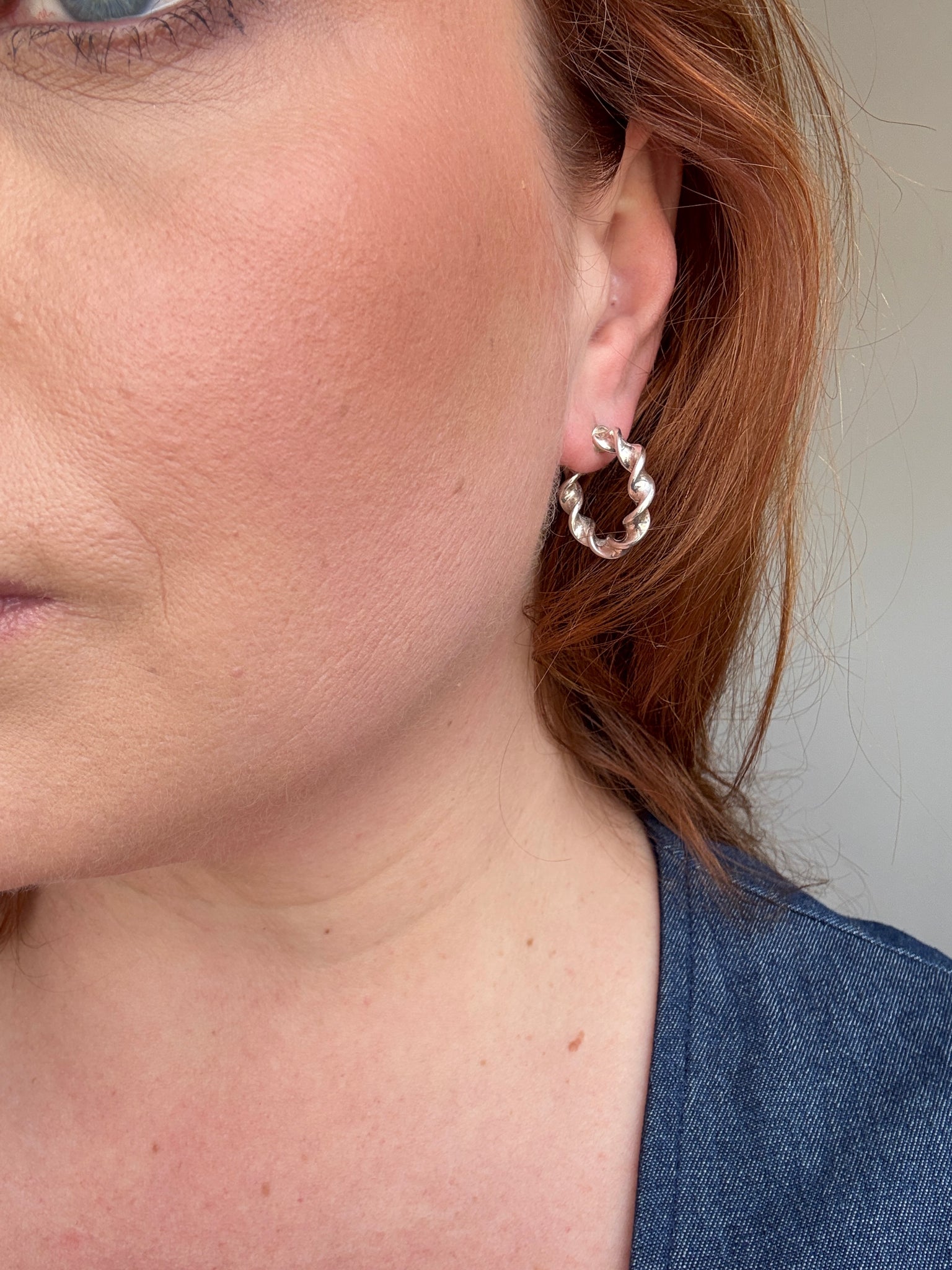 Vintage - Sterling Silver Hoop Earrings
