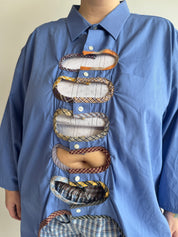 Tiberi x BRZ - Blue Front Cutout Shirt (3X/4X)