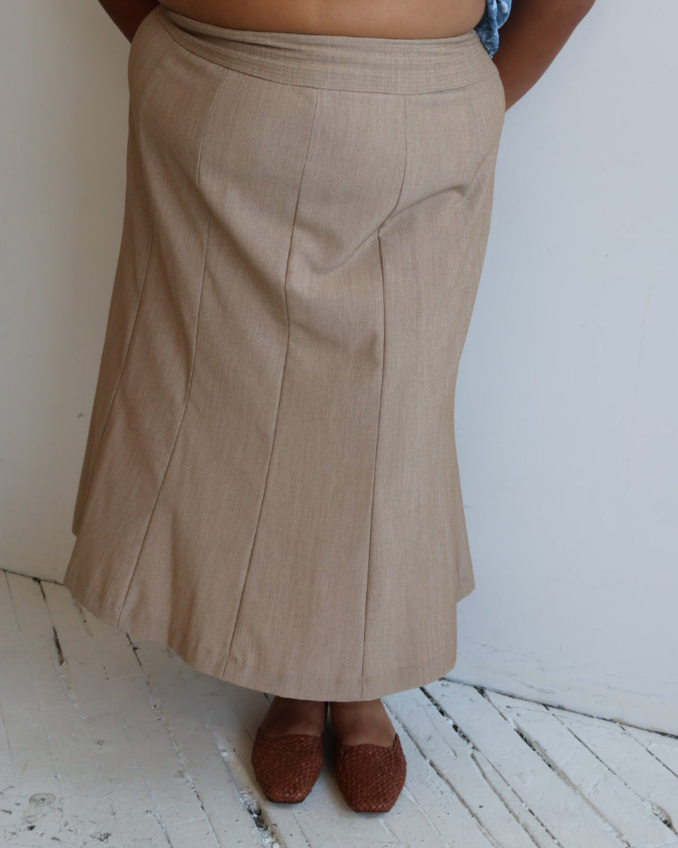 Vintage - Beige Paneled Skirt (1X/2X)