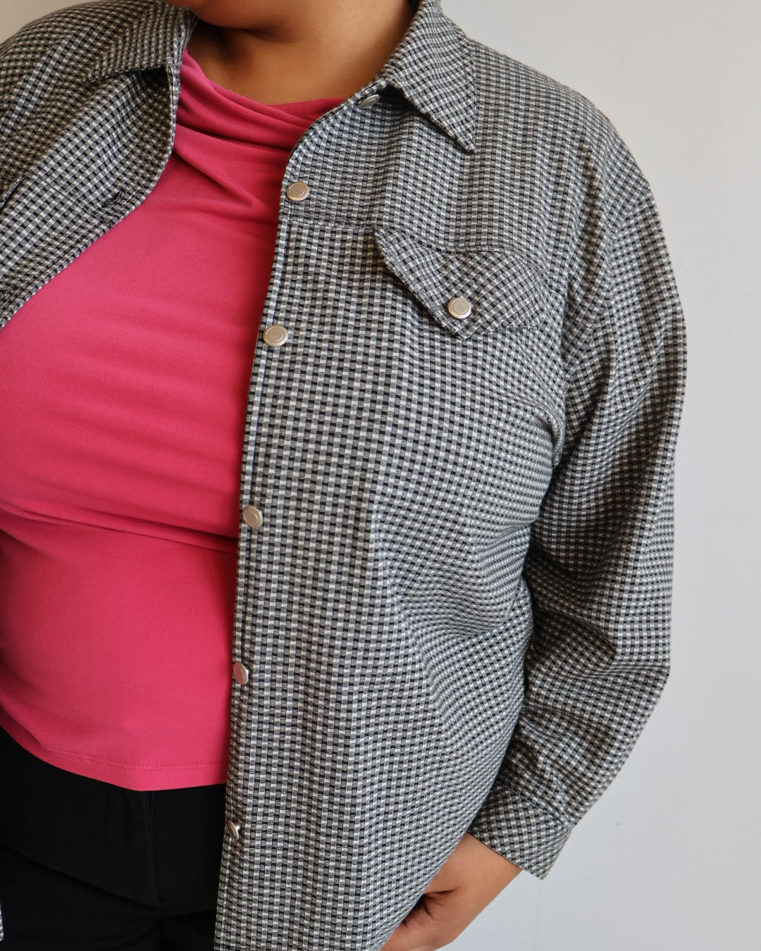 Vintage - Black & White Plaid Jacket (2X)
