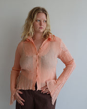 Vintage - Peach Pleated Lace Blouse (L/XL)