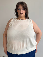 Vintage - White Knit Tank (2X-4X)
