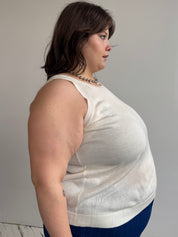 Vintage - White Knit Tank (2X-4X)