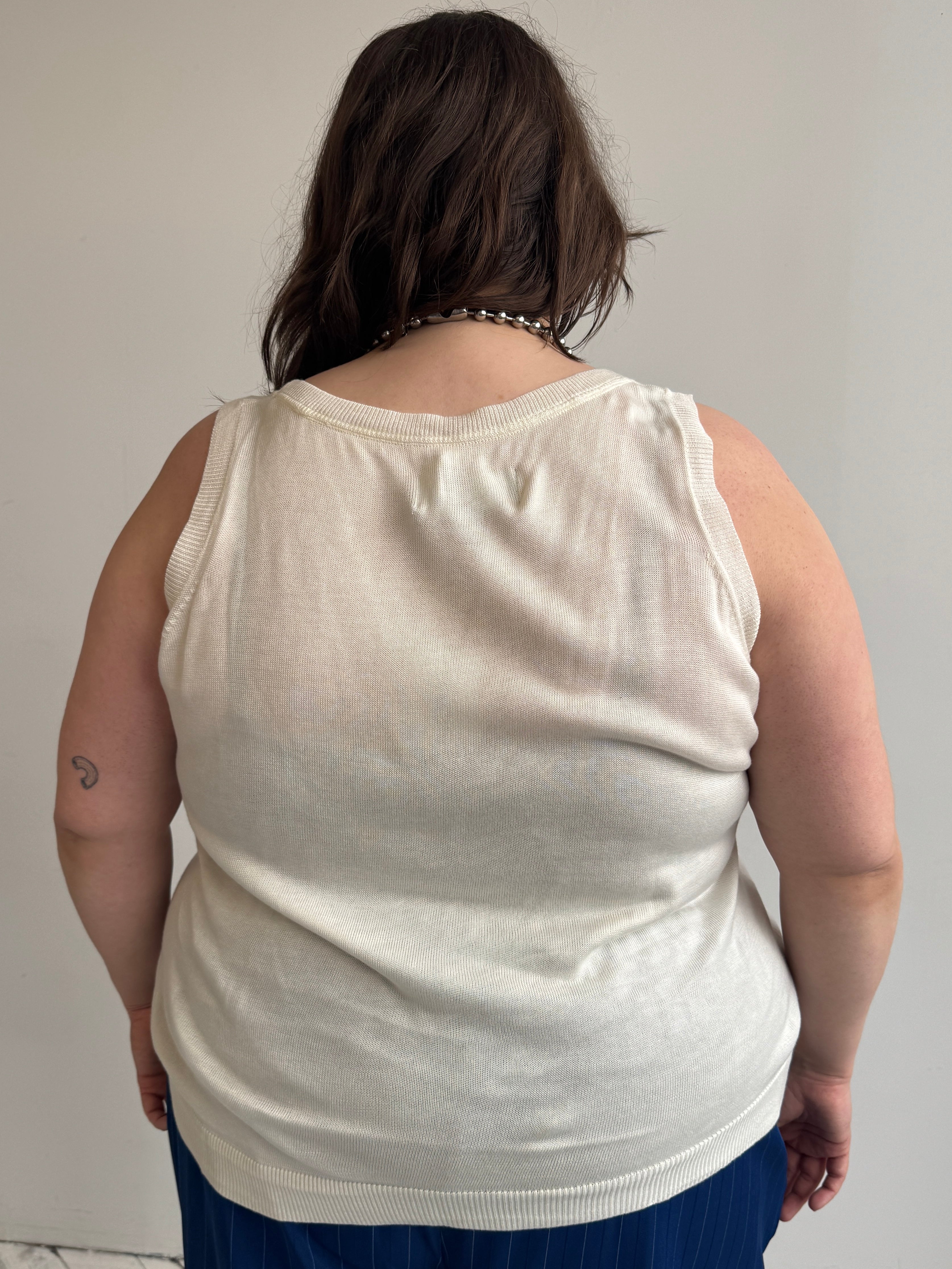 Vintage - White Knit Tank (2X-4X)