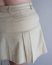 Vintage - Beige Stripe Pleated Mini Skirt (L)