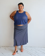 Vintage - Blue Cotton Striped Skirt (1X/2X)