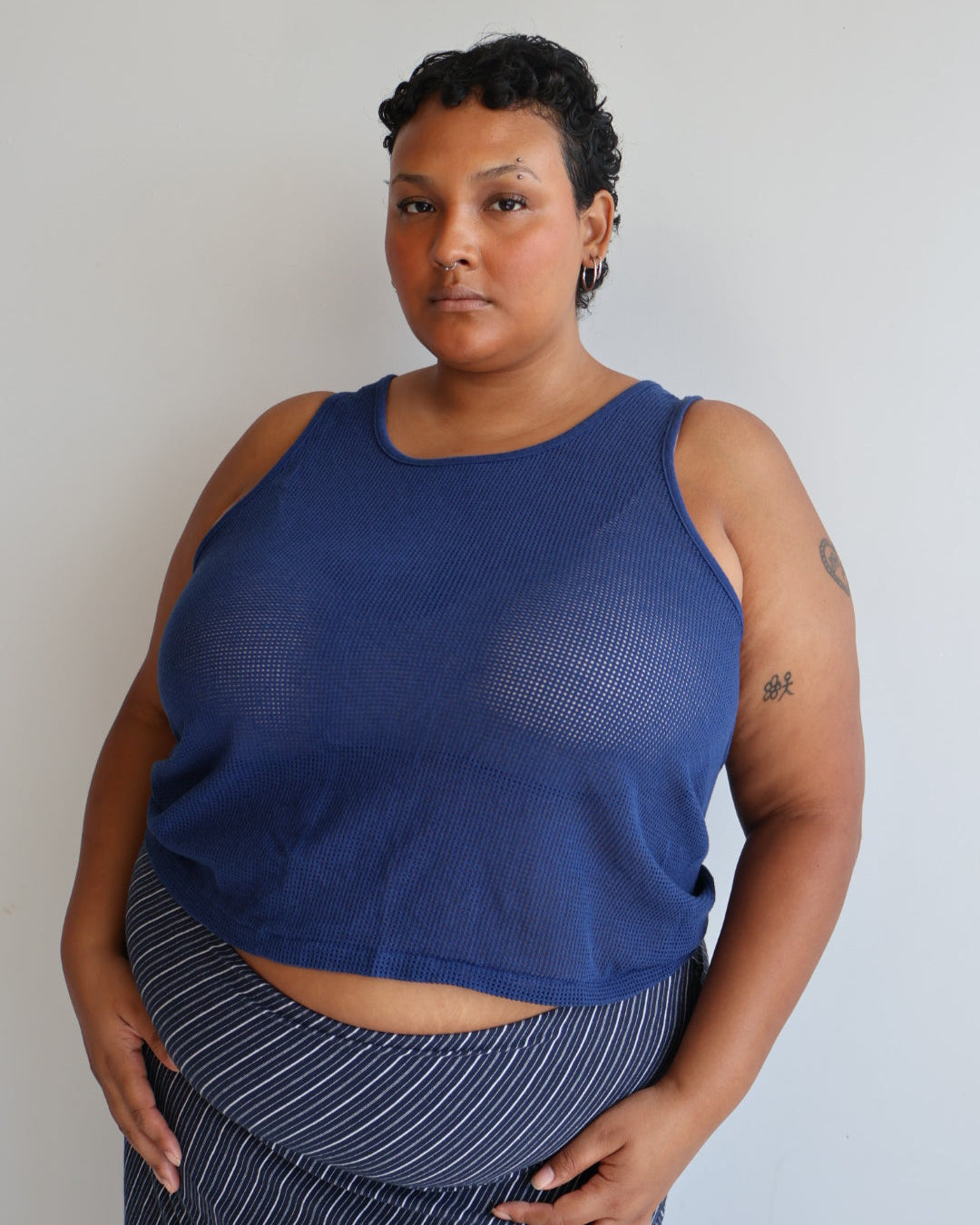 Vintage - Navy Mesh Tank (XL-2X)