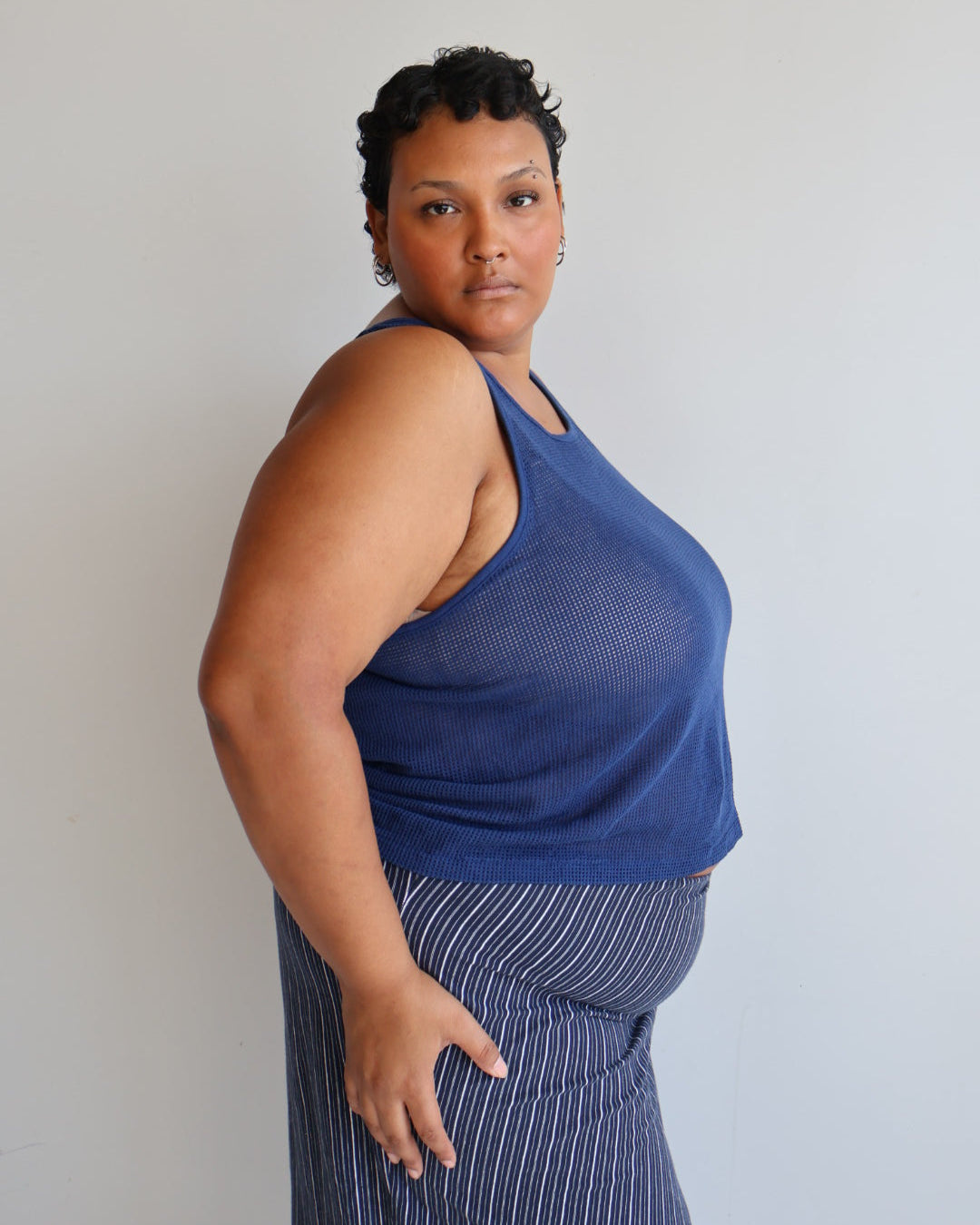 Vintage - Navy Mesh Tank (XL-2X)
