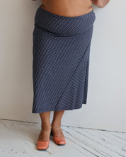 Vintage - Blue Cotton Striped Skirt (1X/2X)
