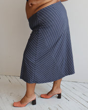 Vintage - Blue Cotton Striped Skirt (1X/2X)