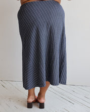 Vintage - Blue Cotton Striped Skirt (1X/2X)