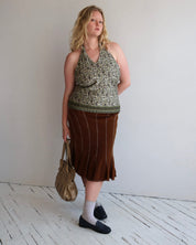 Vintage - Brown Contrast Stitch Skirt (XL)