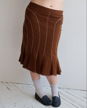Vintage - Brown Contrast Stitch Skirt (XL)