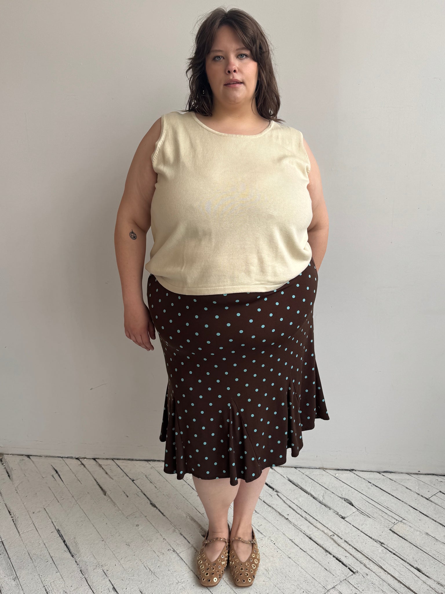 Vintage - Brown Polka Dot Skirt (2X-4X)
