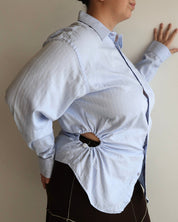 Nena Hansen - Baby Blue Striped Bungee Shirt (1X)