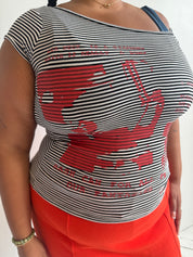 Ophelia Byrne - Collage Asymmetrical Baby Tee (1X-3X)