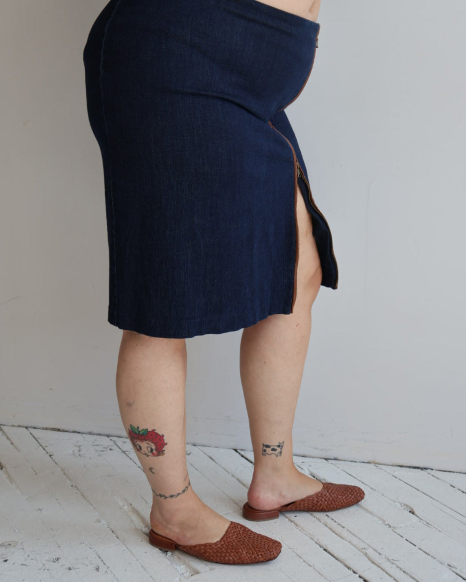 Vintage - Denim Side Zip Skirt (1X/2X)