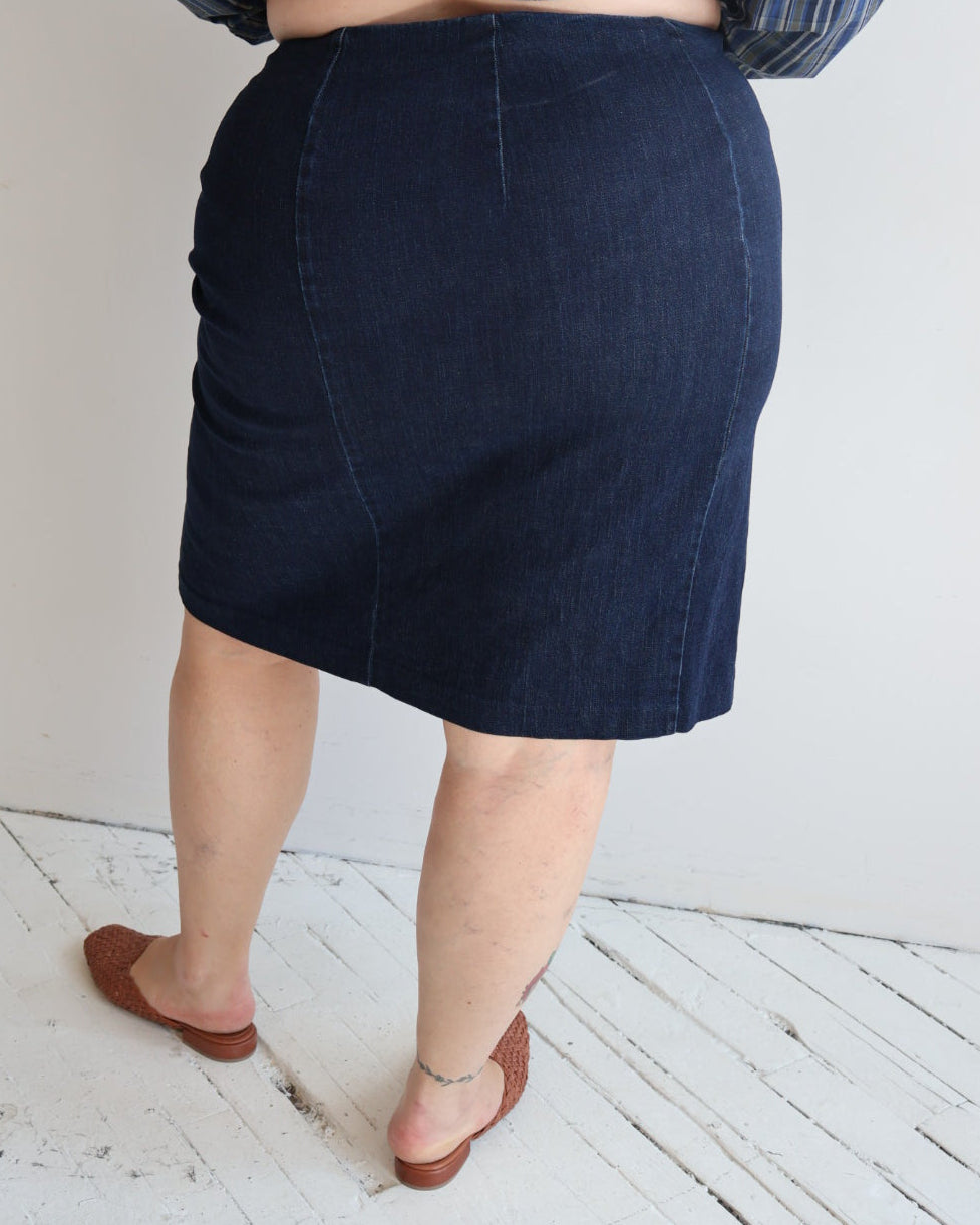 Vintage - Denim Side Zip Skirt (1X/2X)