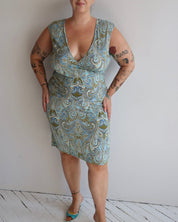 Vintage - Paisley Stretch Faux Wrap Dress (XL/1X)