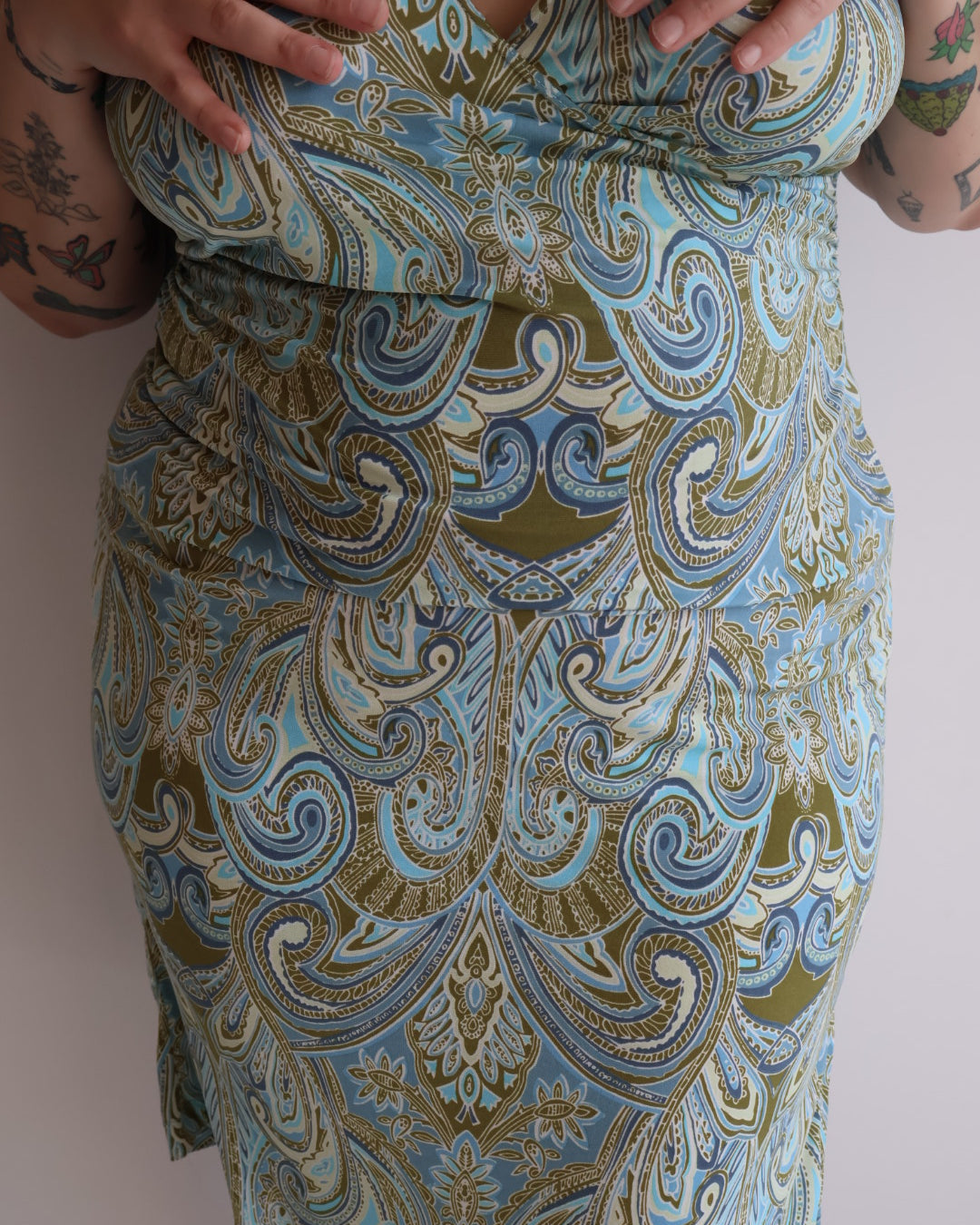 Vintage - Paisley Stretch Faux Wrap Dress (XL/1X)
