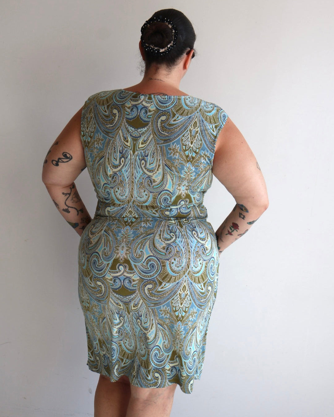 Vintage - Paisley Stretch Faux Wrap Dress (XL/1X)