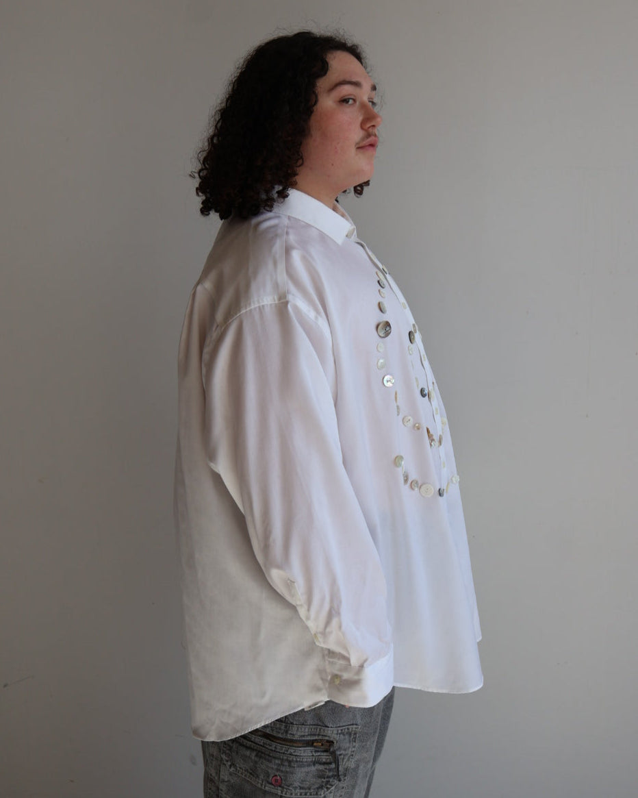 Maya x BRZ - White Spiral Button Down (3X/4X)