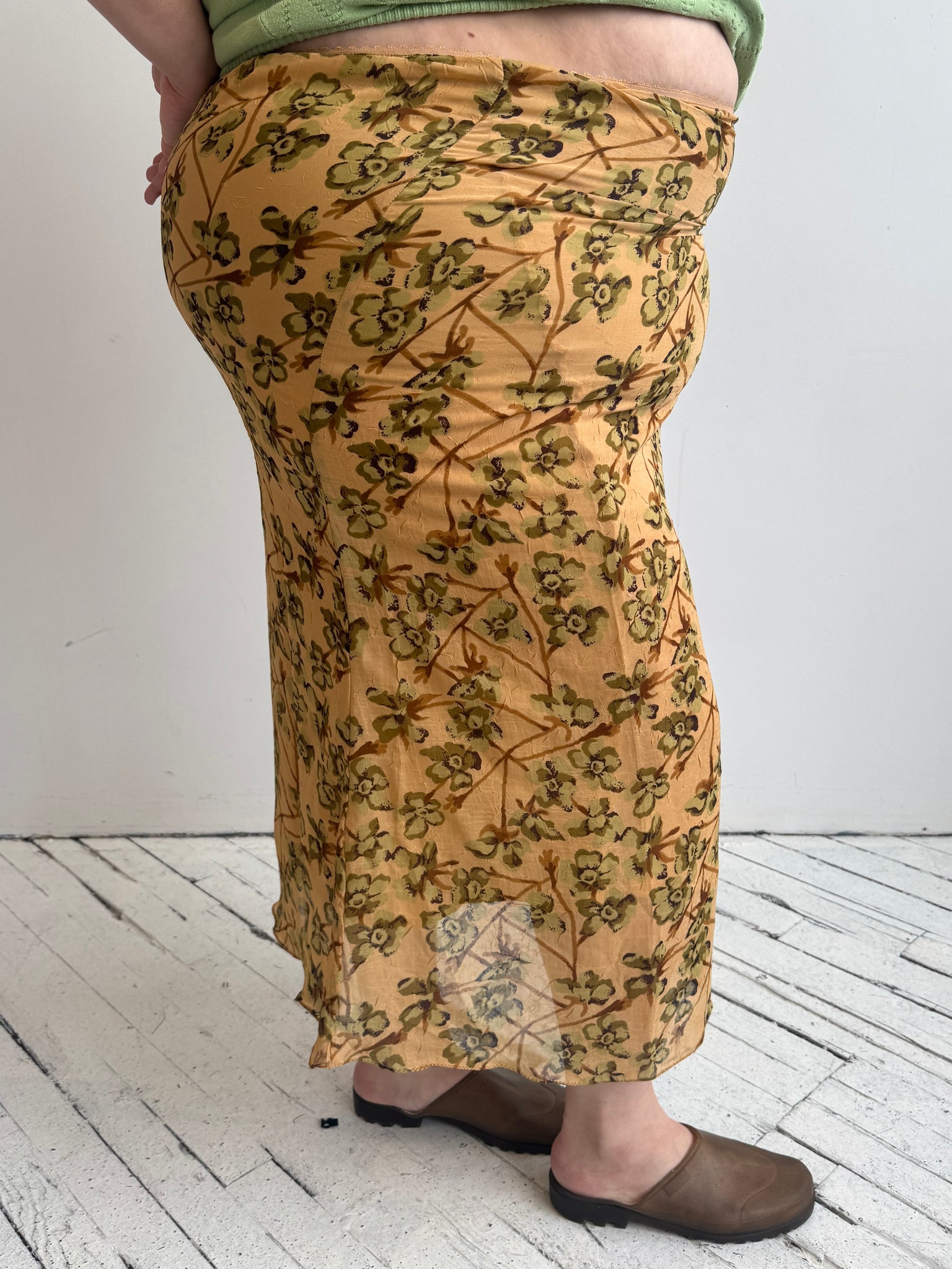 Vintage - Beige Floral Skirt (3X)