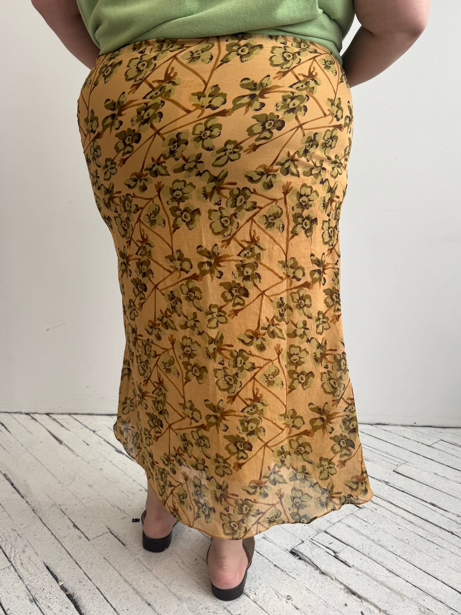 Vintage - Beige Floral Skirt (3X)