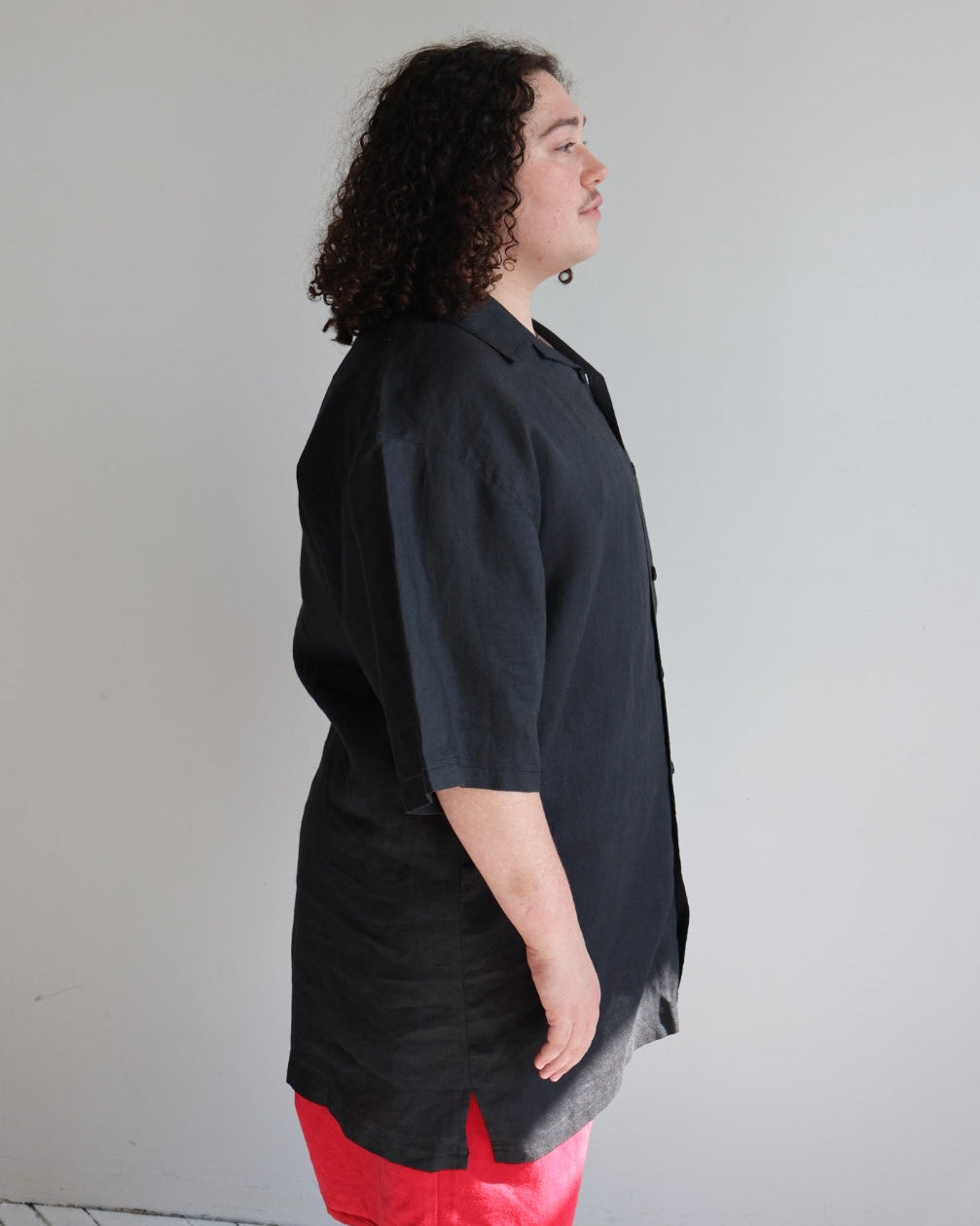 Vintage - Black Linen Button Down (1X/2X)