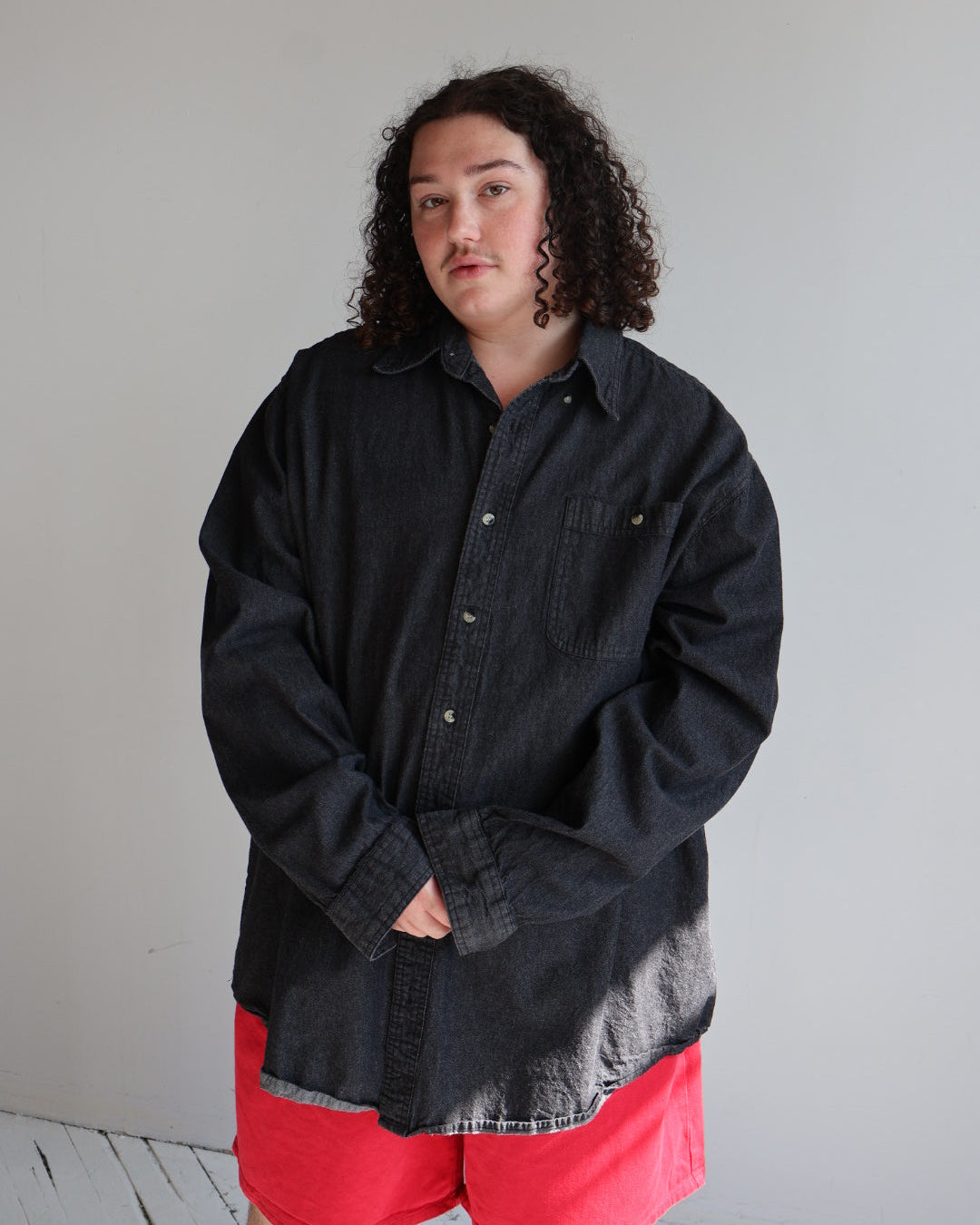 Vintage - Black Denim Button Down (3X)